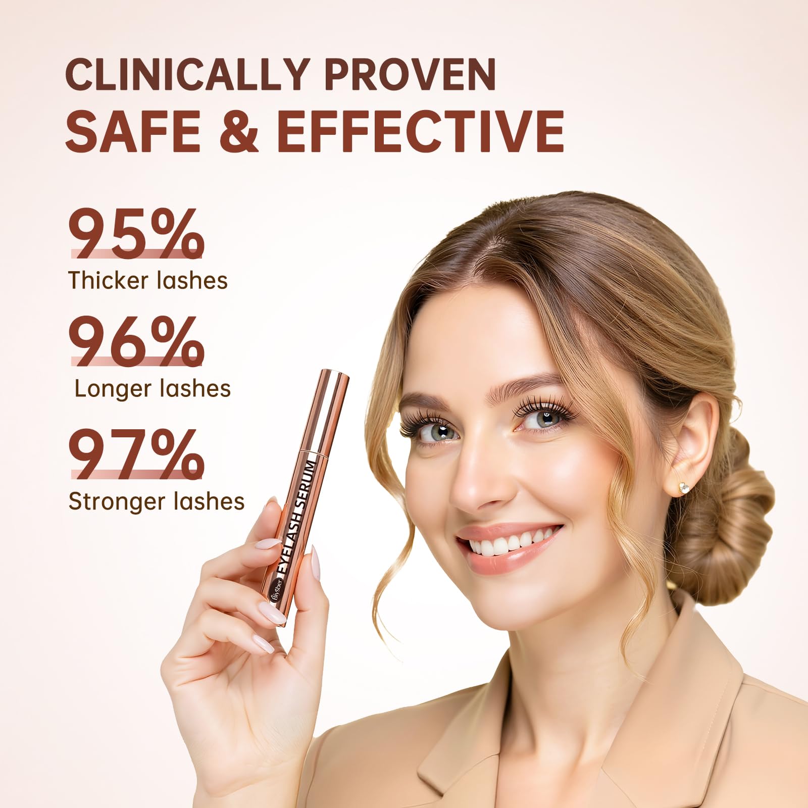 BIYSBER applicator swiping along upper lash line for precise daily use
