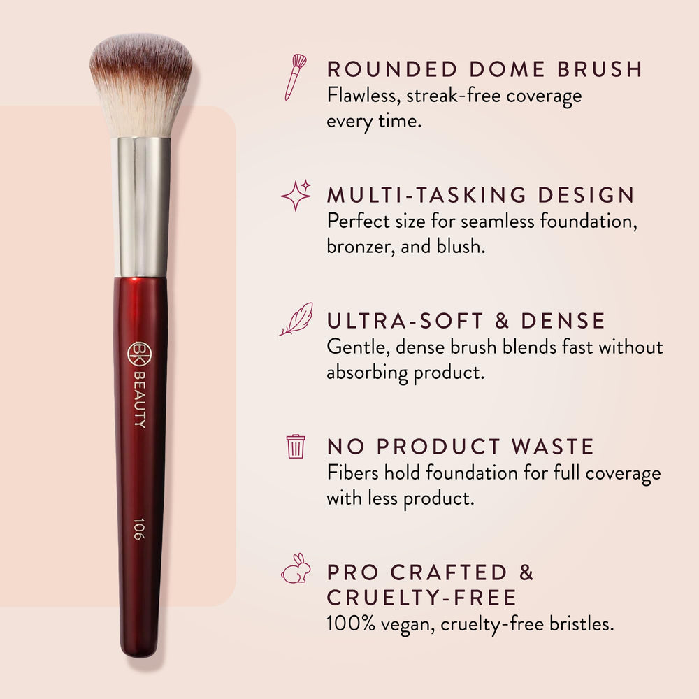 BK BEAUTY 106 bristle close-up showing dense vegan fibers for smooth finish