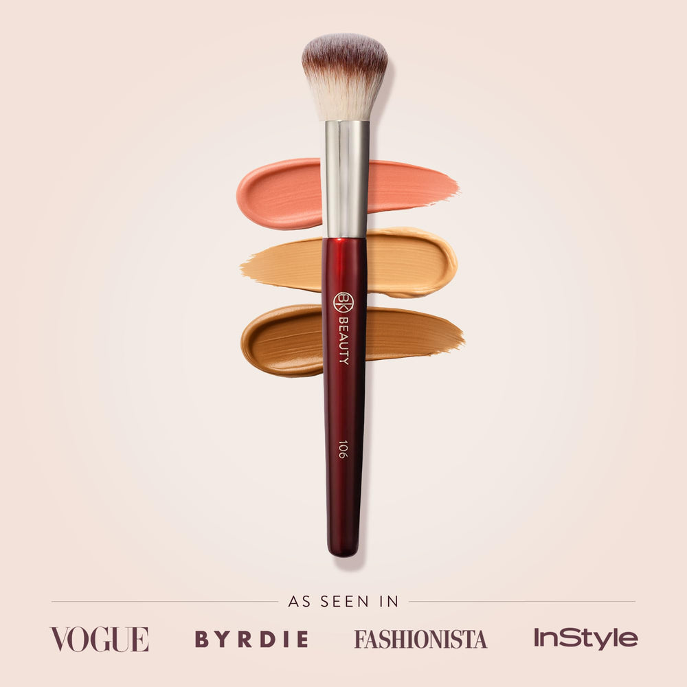 BK BEAUTY 106 handle and label detail highlighting sturdy ferrule and branding
