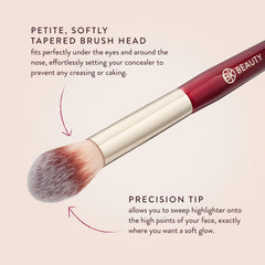 BK BEAUTY brush placing highlighter on cheekbone for natural glow