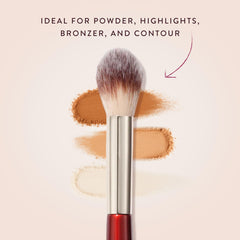 BK BEAUTY brush applying powder under eye for crease-free setting