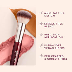 BK BEAUTY brush blending cream product on cheek for precise finish