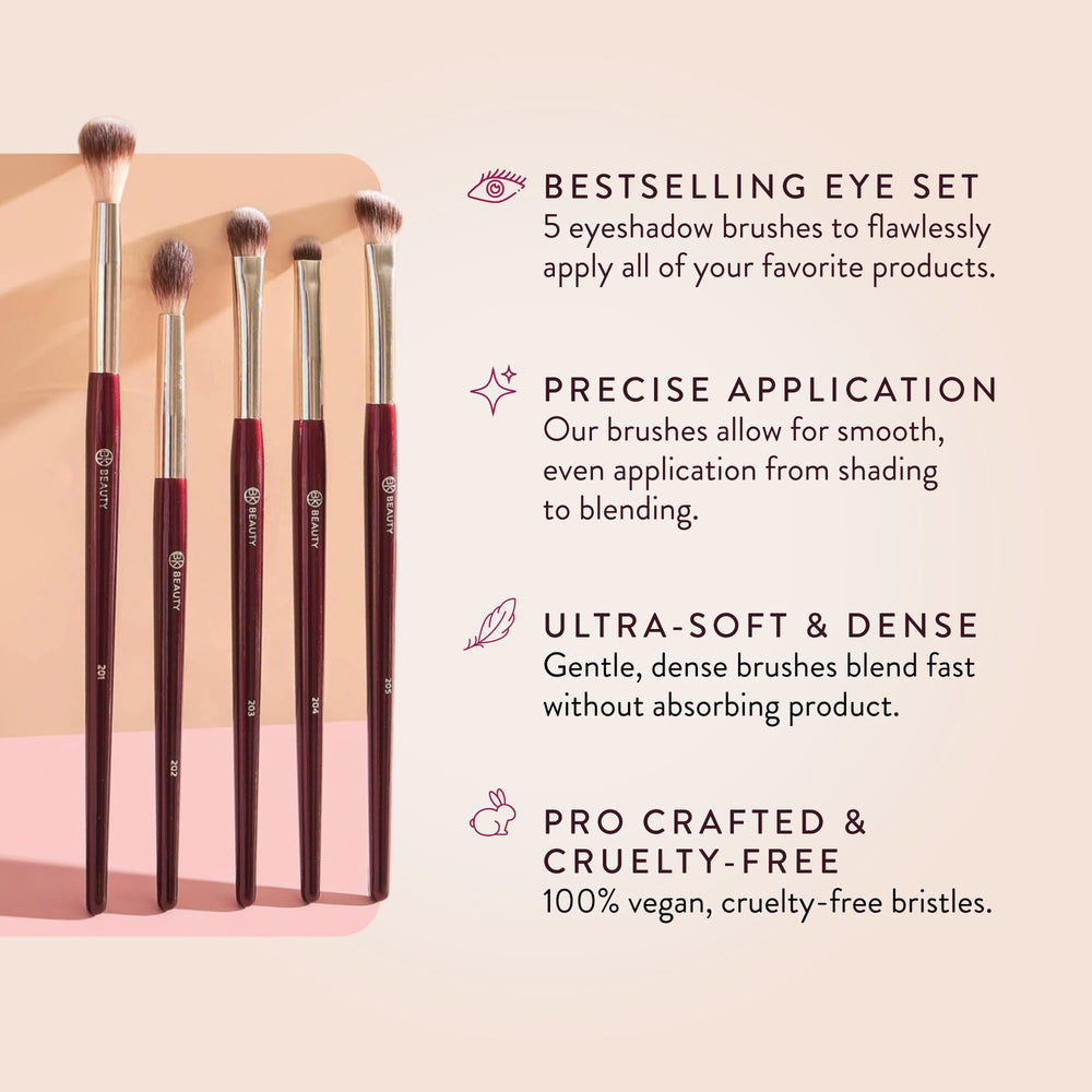 BK BEAUTY brushes applying eyeshadow on lid demonstrating precise placement and smooth blending benefit