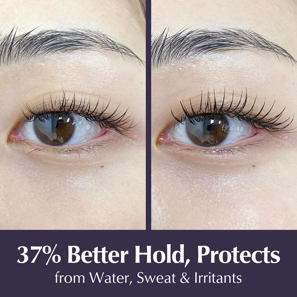 BL BL dark tinted coating on extensions highlighting defined, mascara-like finish