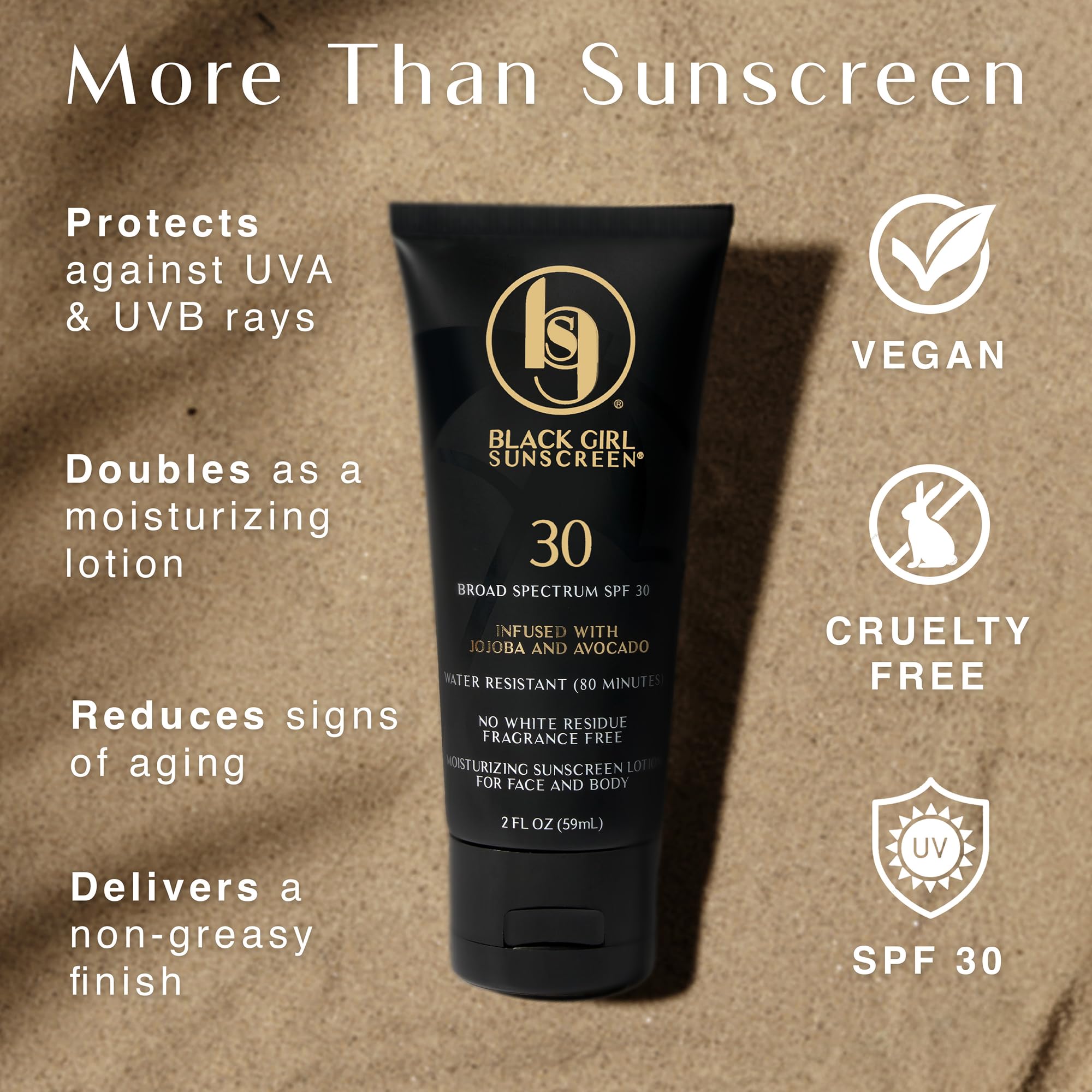 Black Girl Sunscreen applied on arm demonstrating clear finish benefit