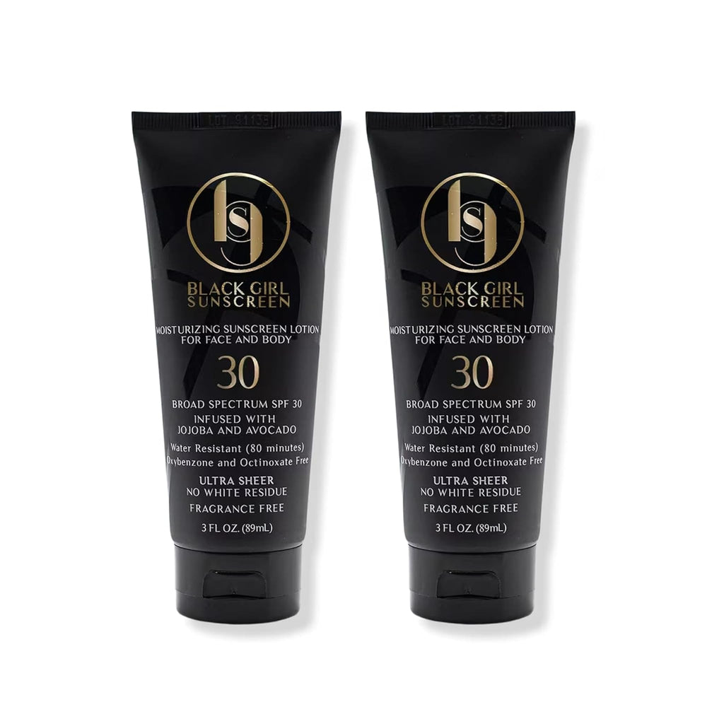 Black Girl Sunscreen front packaging showing SPF 30 and travel-size benefit