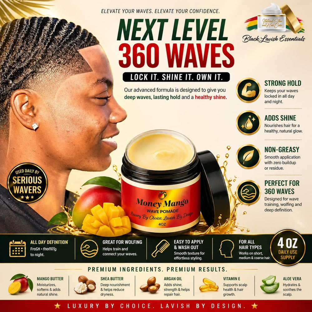 Black Lavish Essentials man brushing waves to show styling process and control
