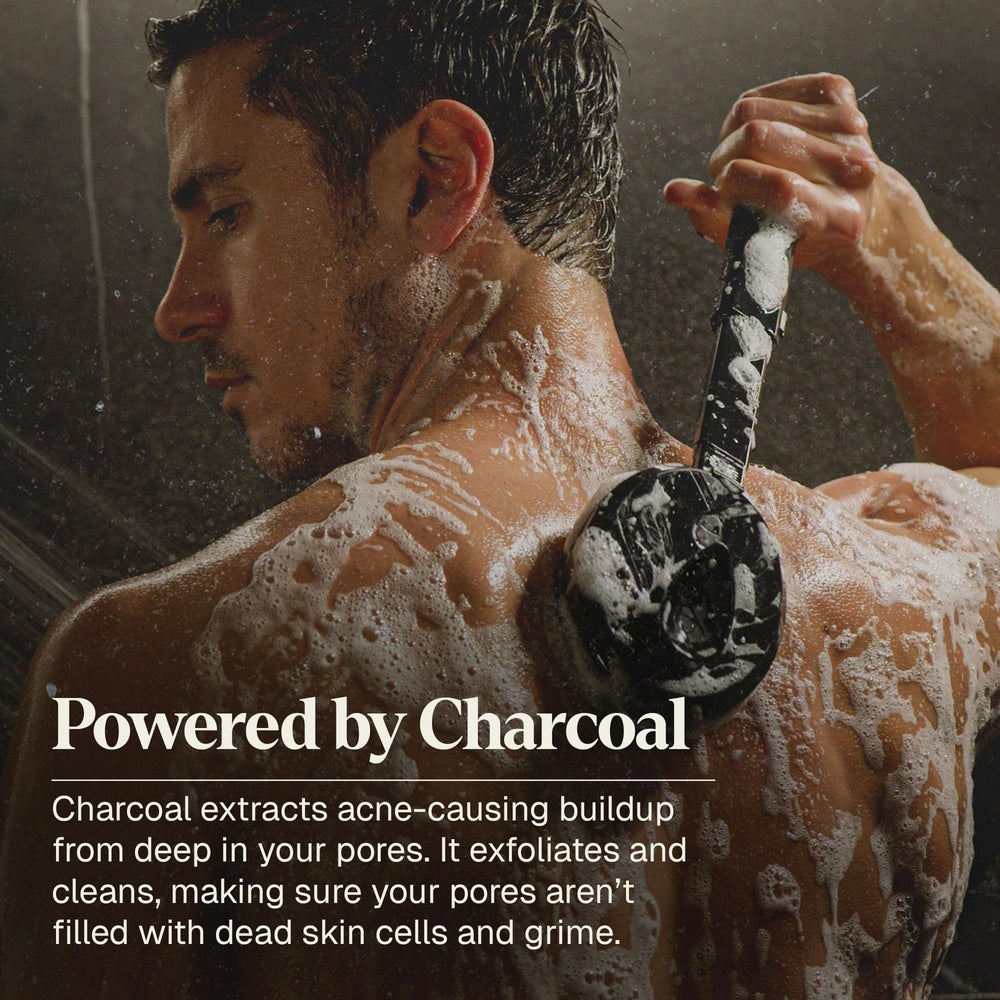 Black Wolf label detail highlights salicylic acid and charcoal