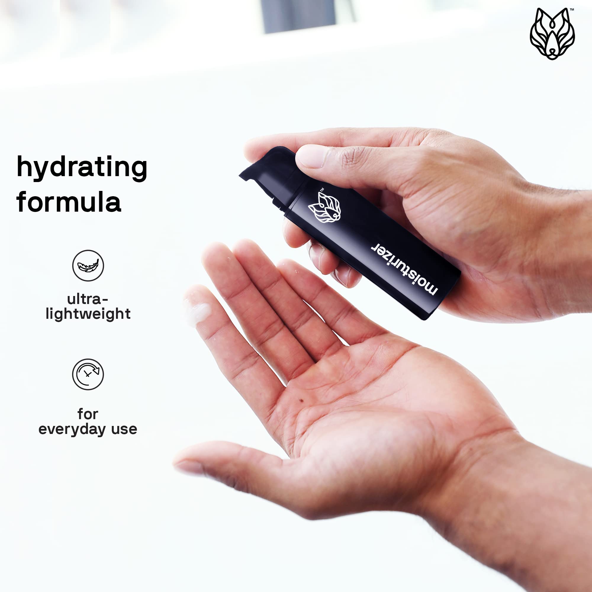 Black Wolf bottle beside a coin showing 1.7 fl oz compact size