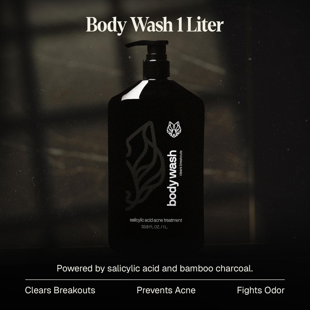 Black Wolf face wash tube top view emphasizes travel-ready size