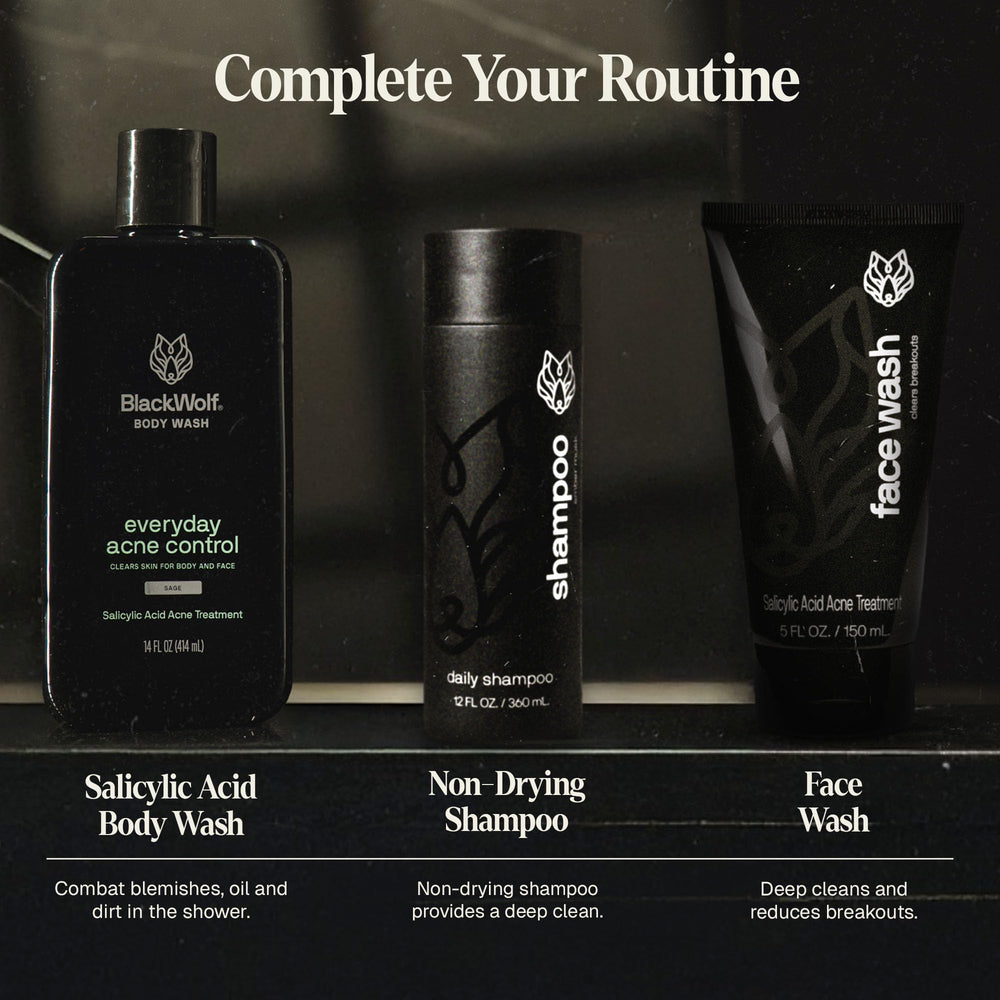 Black Wolf scrubber staged in shower setting showing practical everyday use