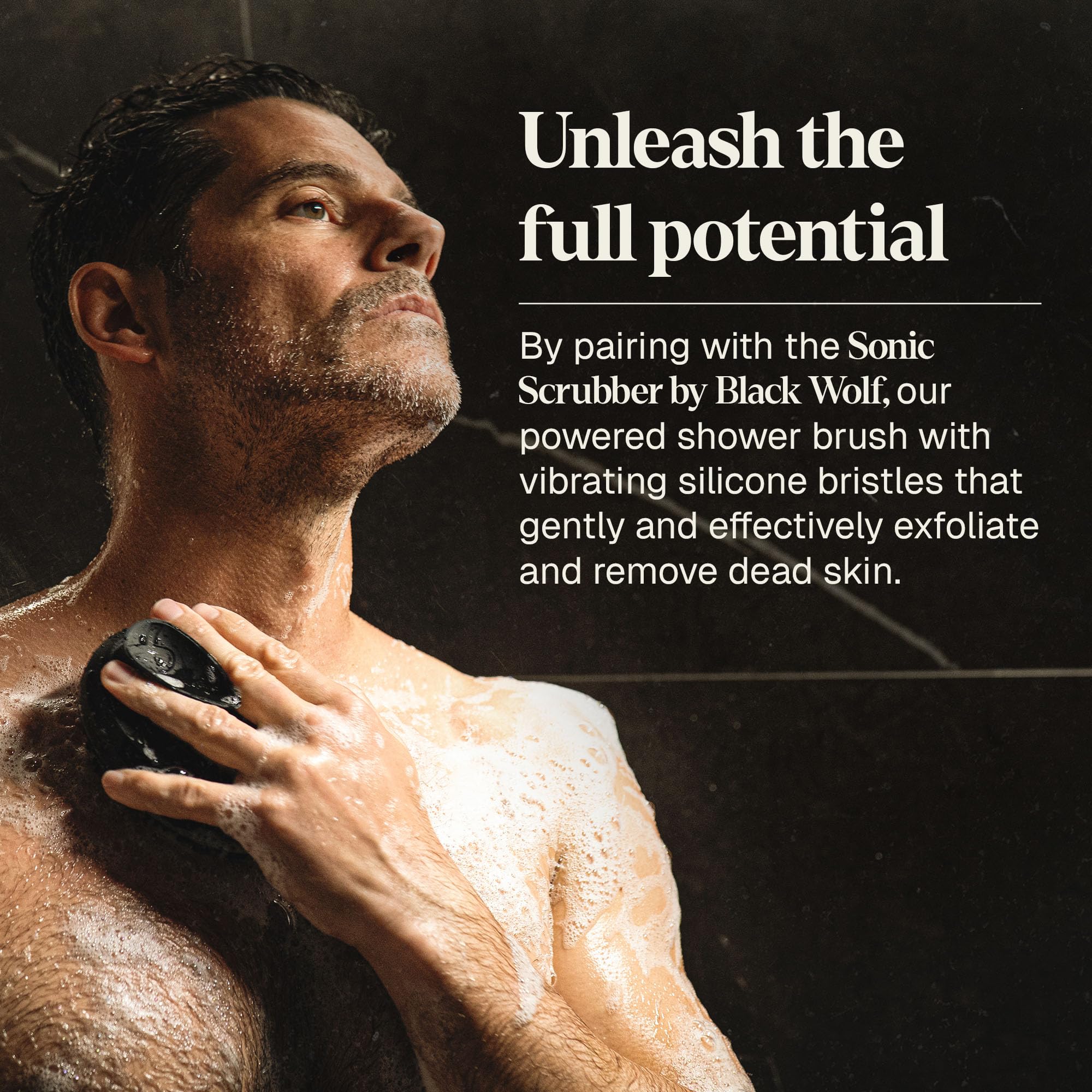 Black Wolf in-shower lifestyle shows fresh scented results