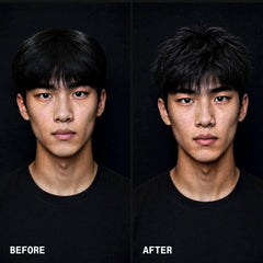 BlackMask before and after styling showing added volume benefit