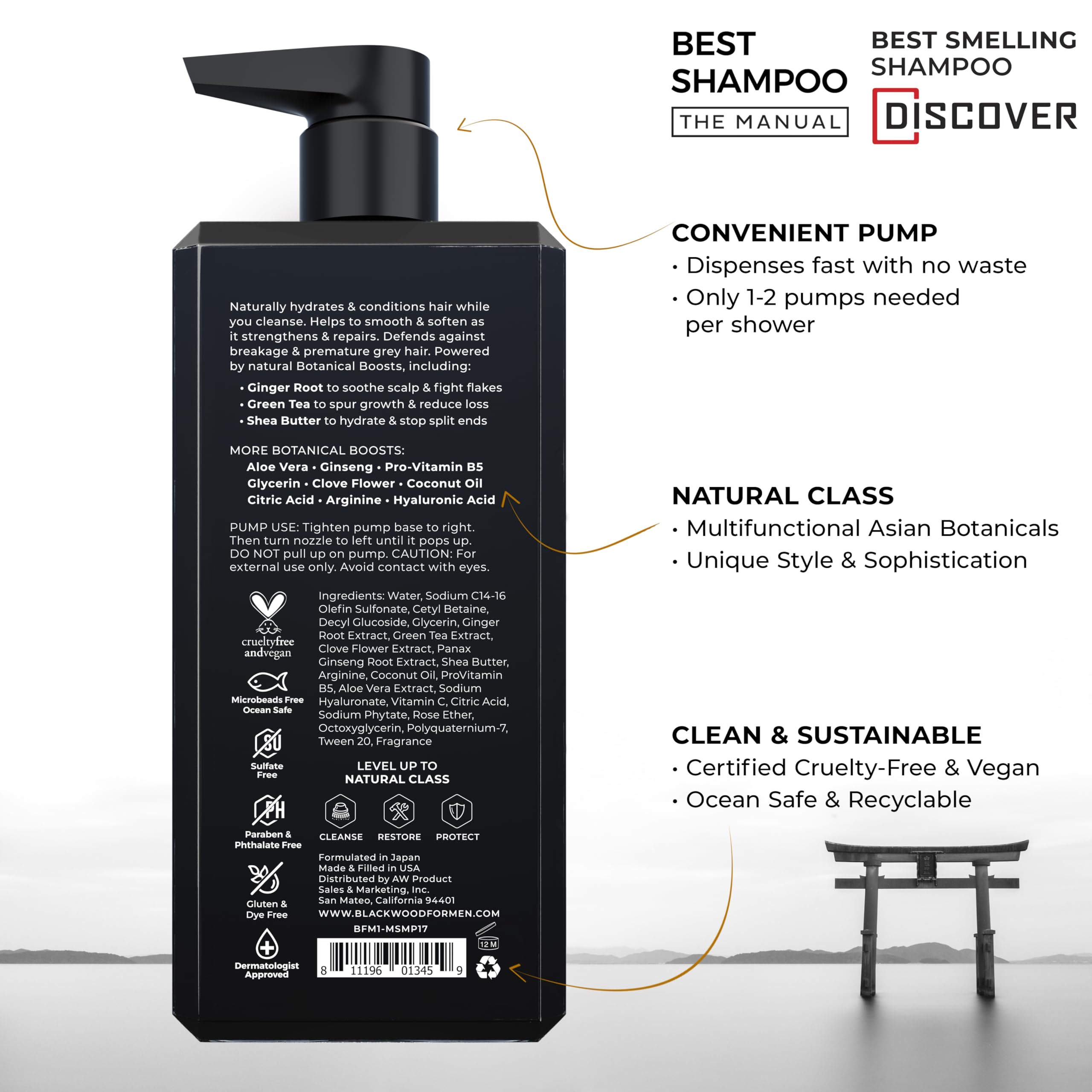 Blackwood For Men pump dispenser top for easy 17oz daily use
