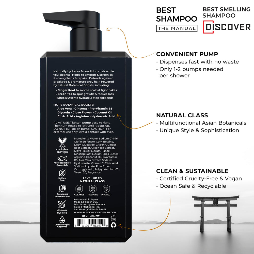 Blackwood For Men pump dispenser top for easy 17oz daily use