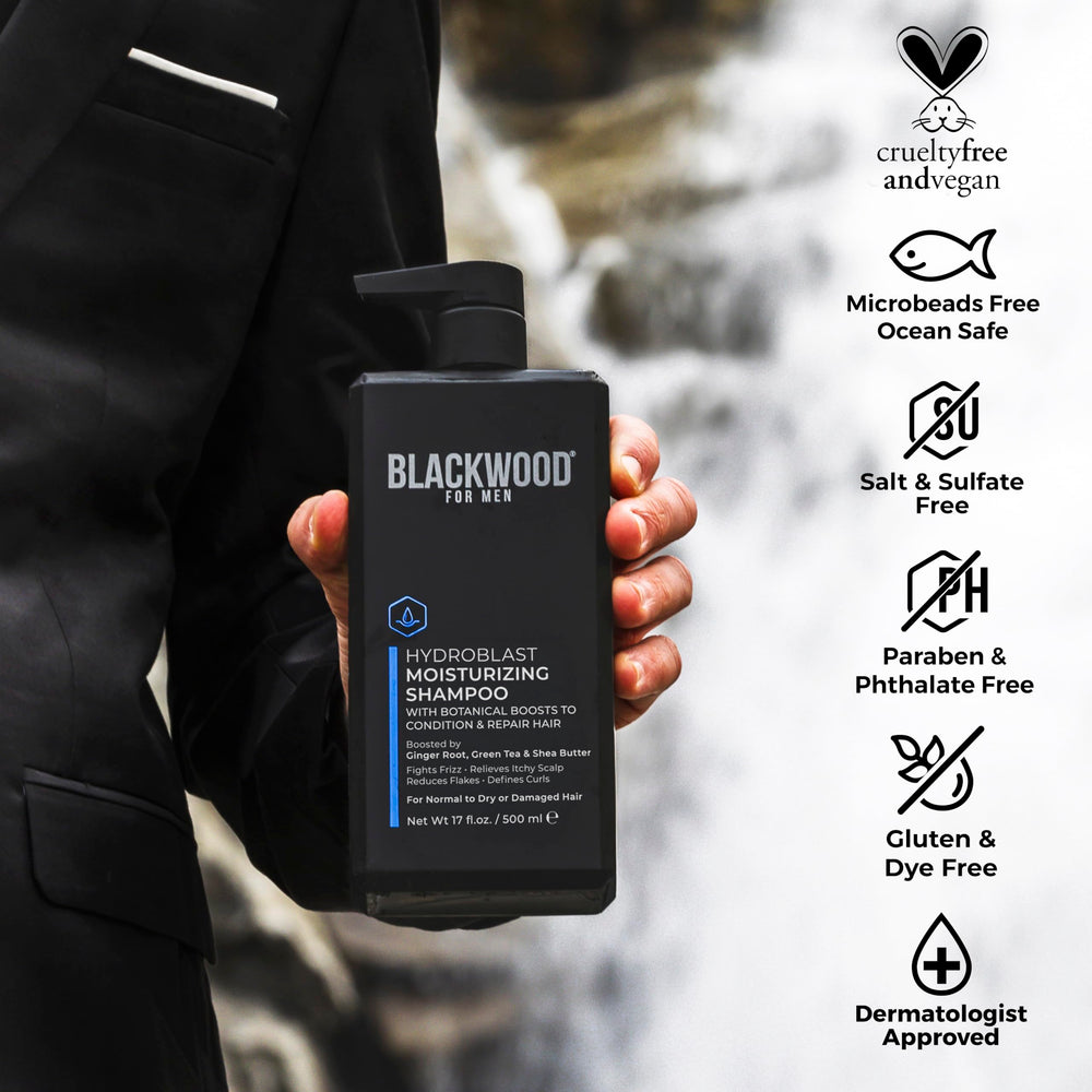 Blackwood For Men creamy shampoo lather demonstrating gentle foam and hydration