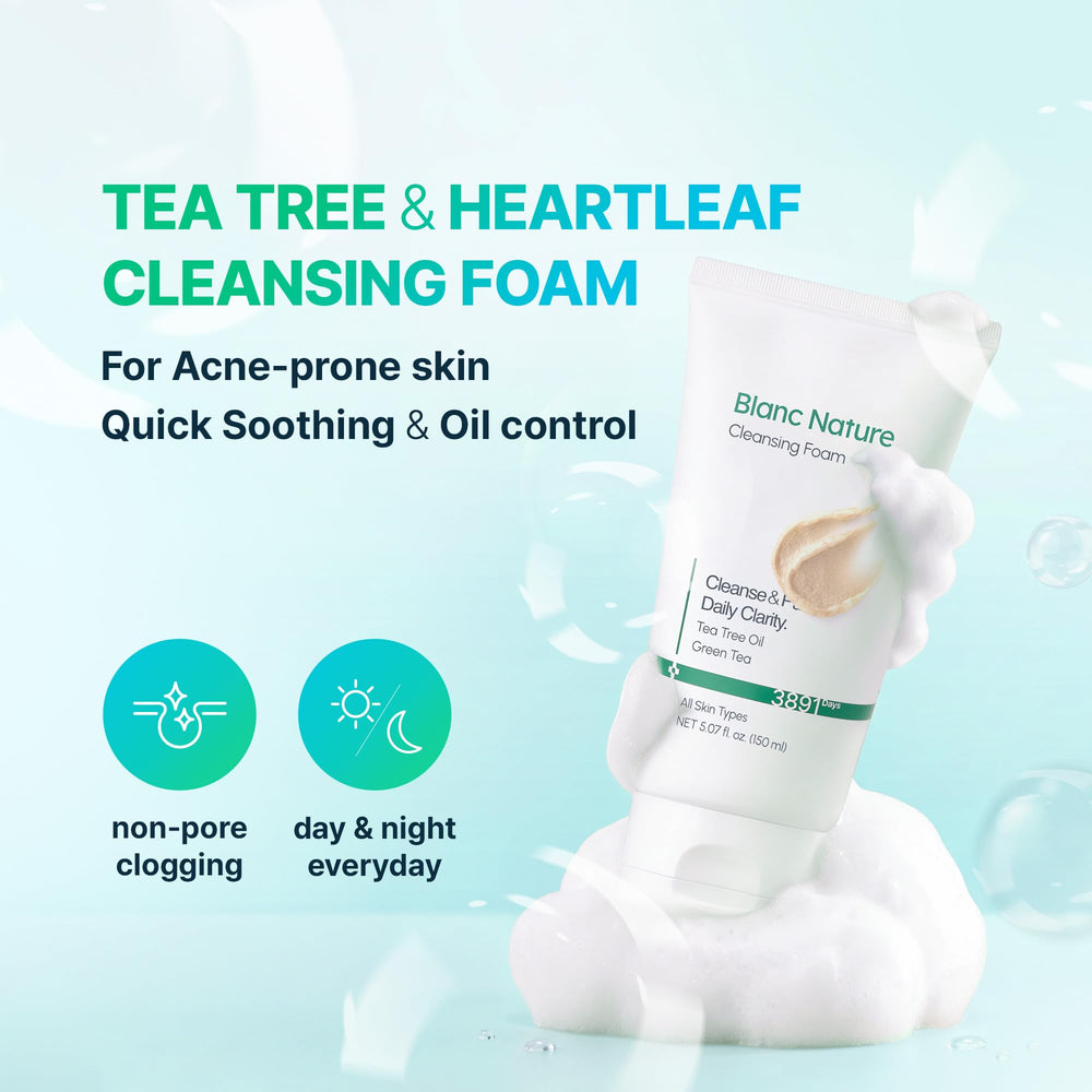 BLANC NATURE pump dispensing soft foam for easier cleansing benefit