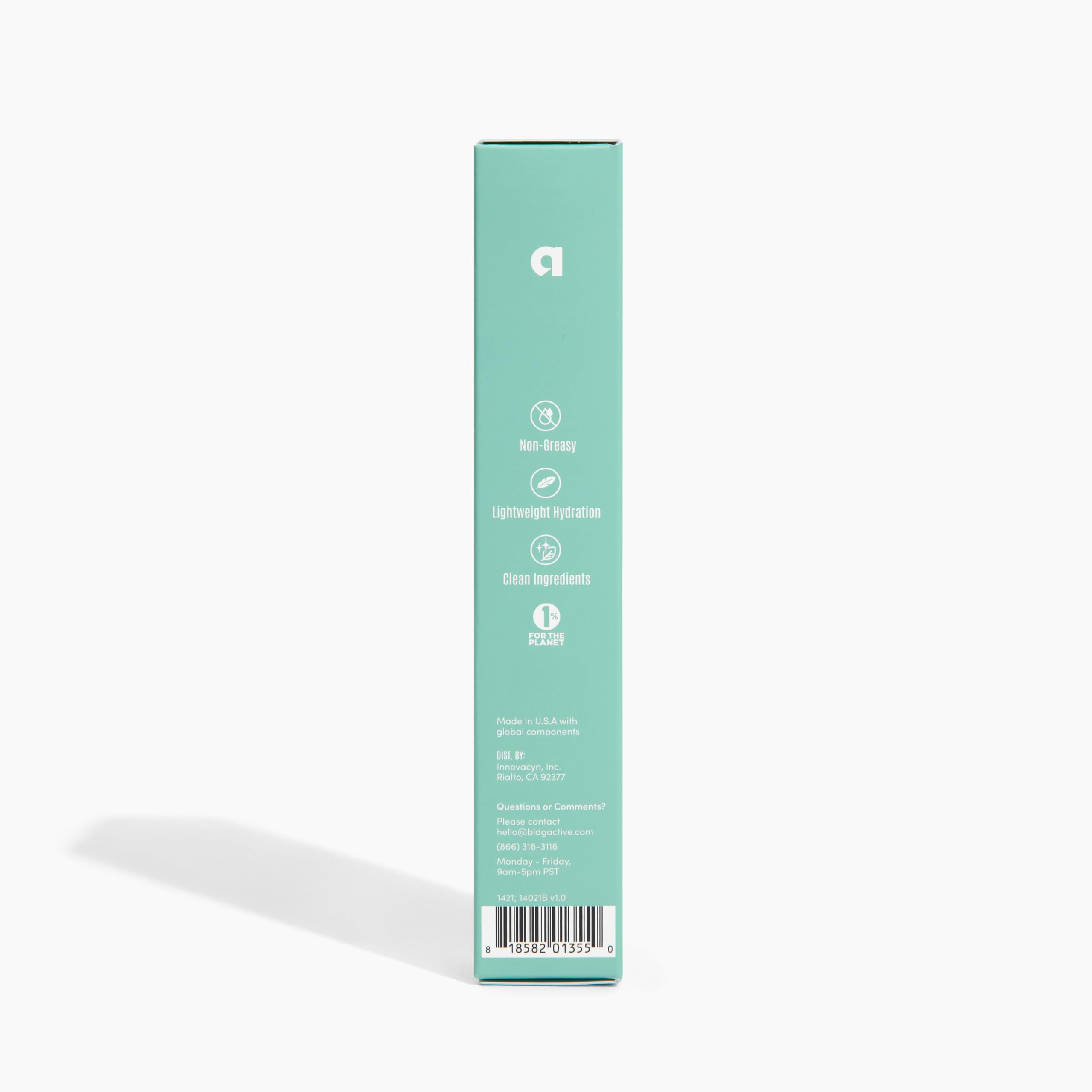 BLDG ACTIVE tube open with sunscreen dispensed, convenient application