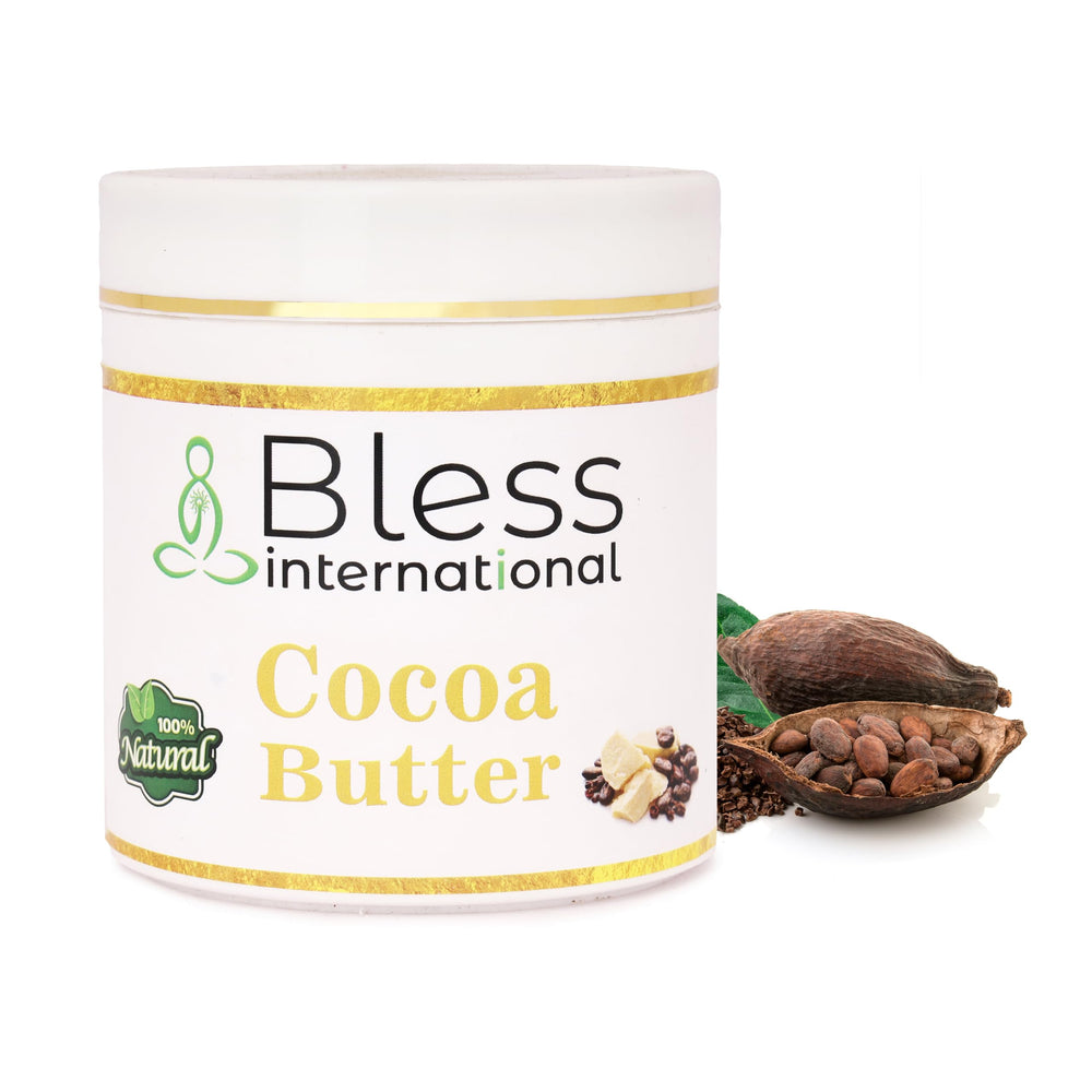 Bless raw cocoa butter open jar creamy texture for easy blending benefit