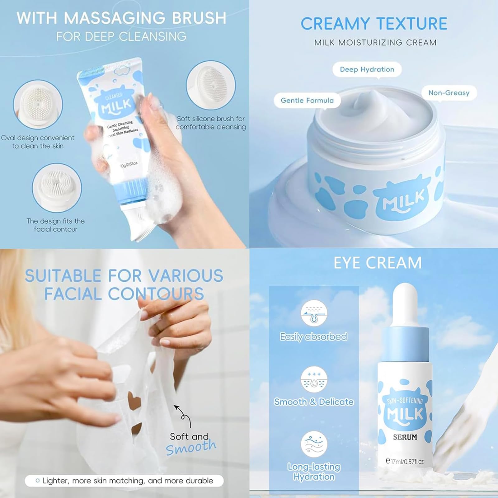 BliBling milk face cleanser texture close-up showing gentle foam for mild cleansing