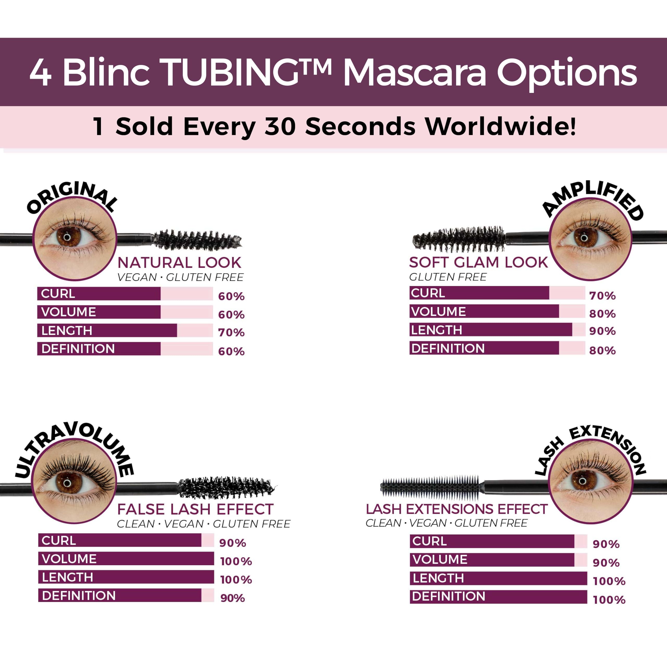 blinc before and after lashes showing amplified volume