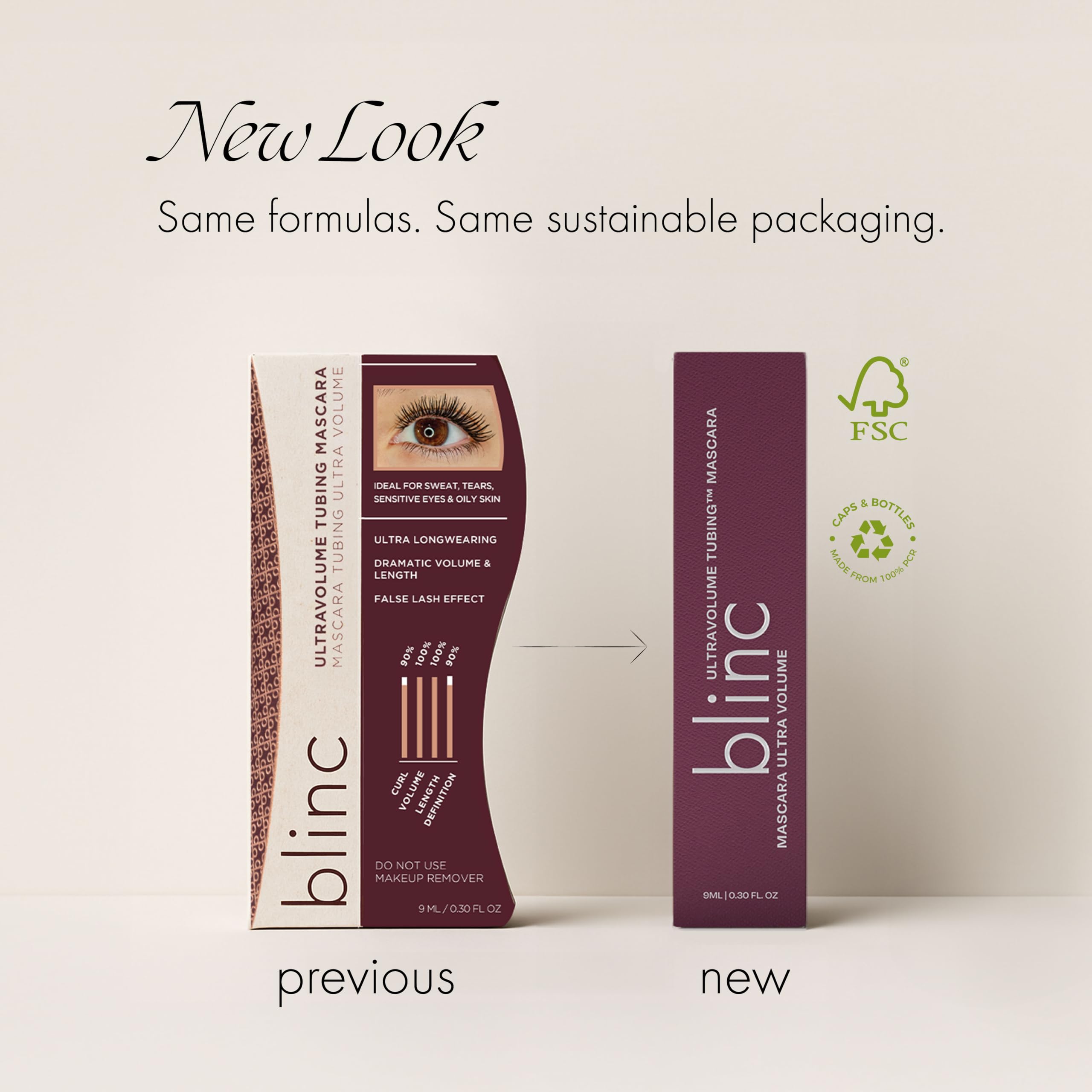 blinc packaging label clear view of clean, vegan ingredient callouts