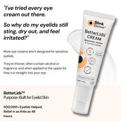 BlinkBetter ingredient label photo emphasizing ceramides and 3% oat complex benefits
