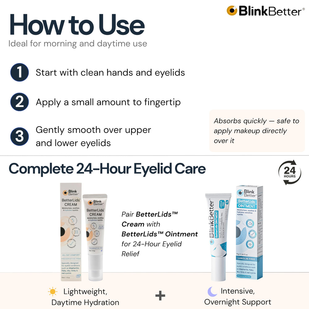 BlinkBetter layered under eye makeup illustrating smooth finish and compatibility