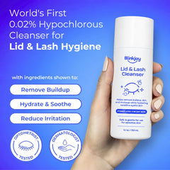 Blinkjoy pump dispensing cleanser demonstrating easy, controlled use