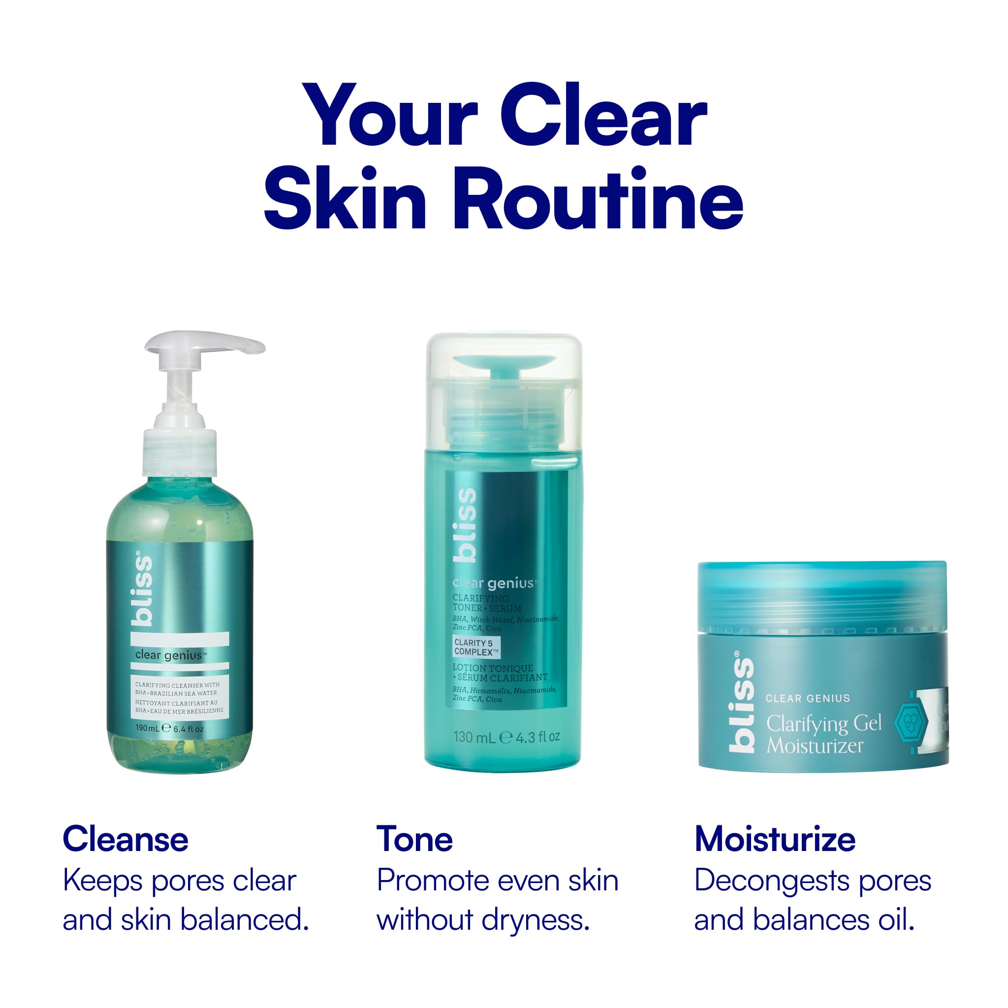 Flatlay with Bliss tube and skincare items showing everyday use benefits