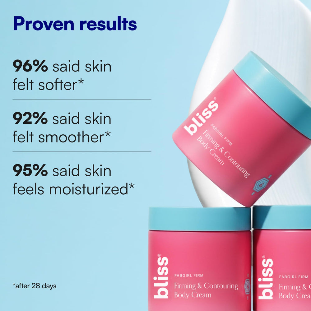 bliss ingredients display with collagen and caffeine for firmer look