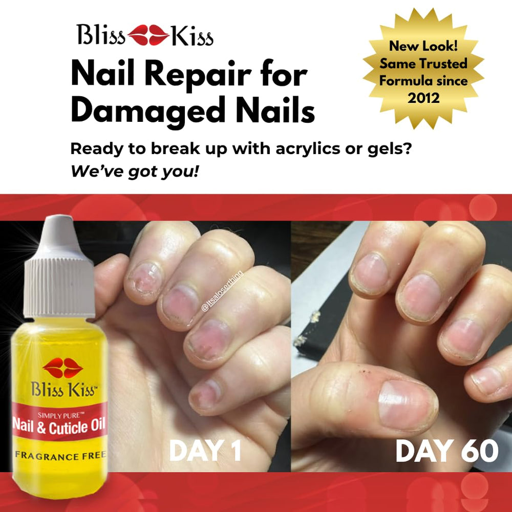 Bliss Kiss applied to a cuticle demonstrating hydration benefit