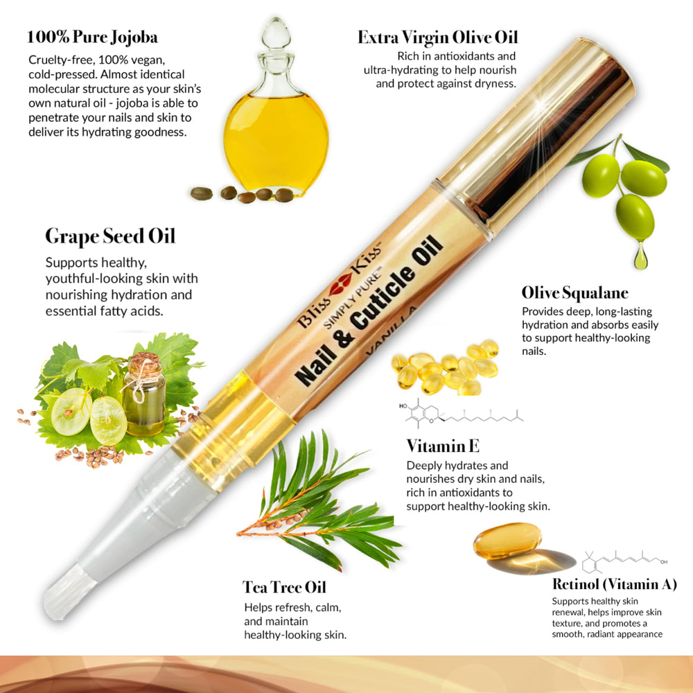 Bliss Kiss pens in a purse illustrating on-the-go nail care convenience