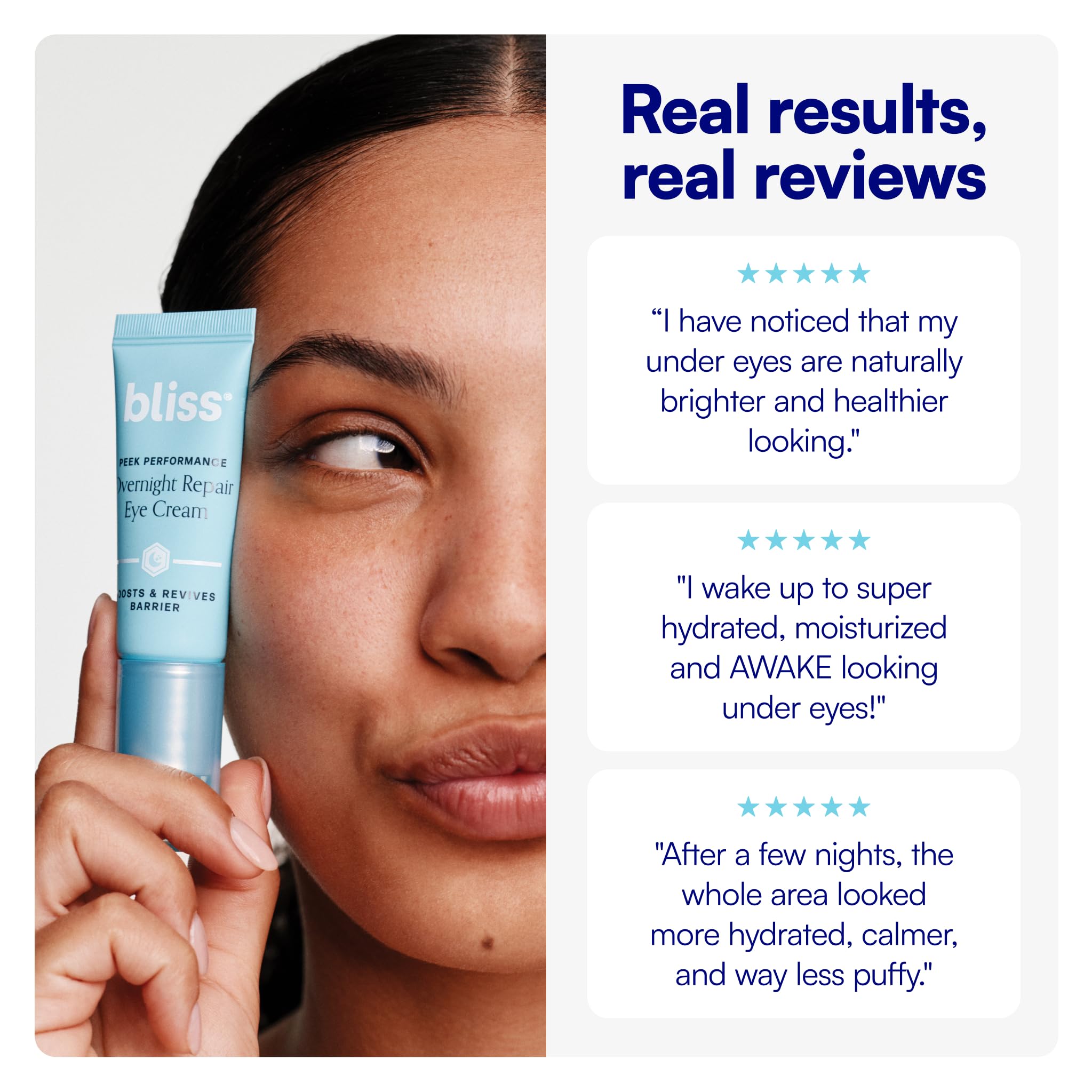 Bliss product label focus on ceramide and niacinamide ingredients for barrier support benefit