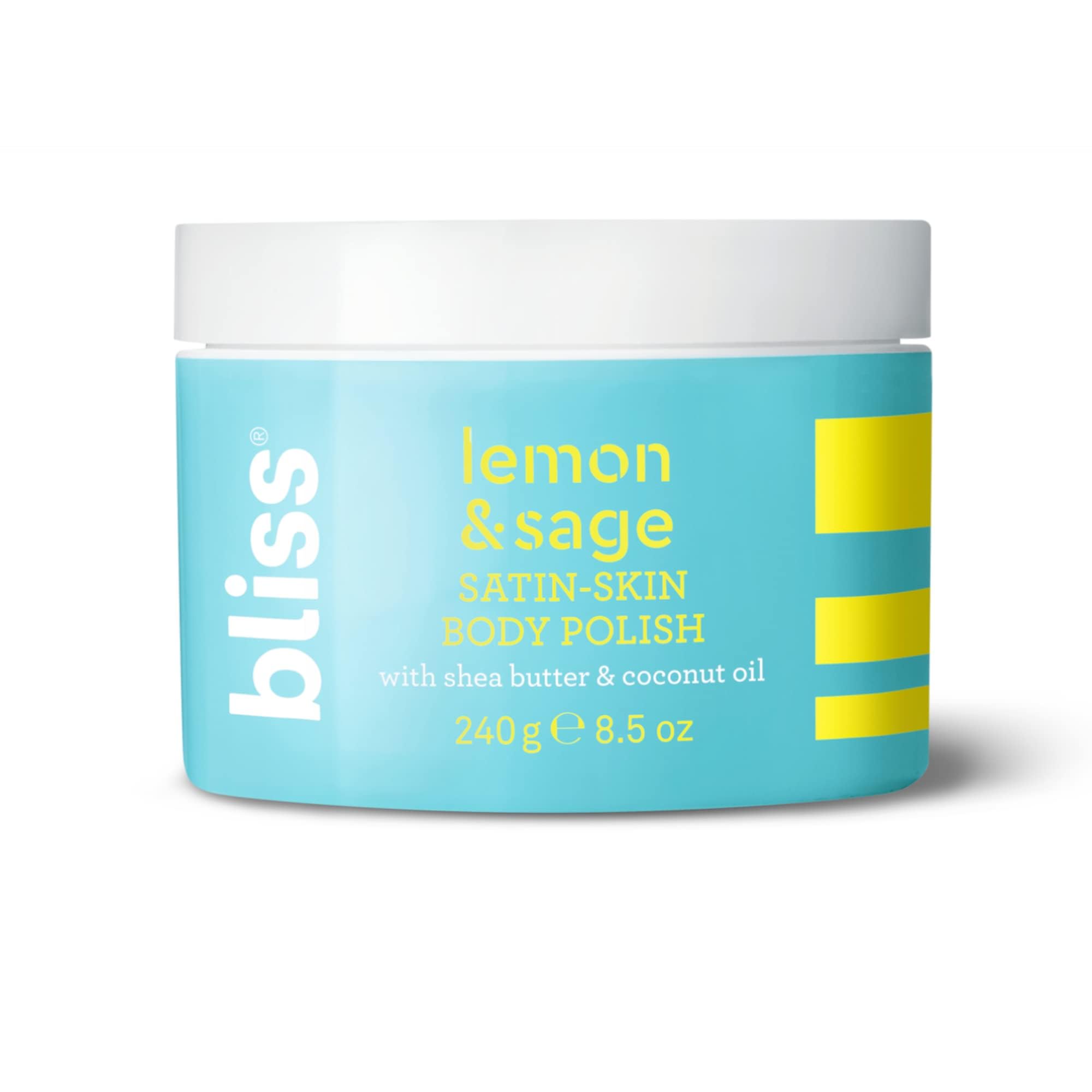 Bliss on bathroom vanity with towel, energizing lemon and sage refresh benefit
