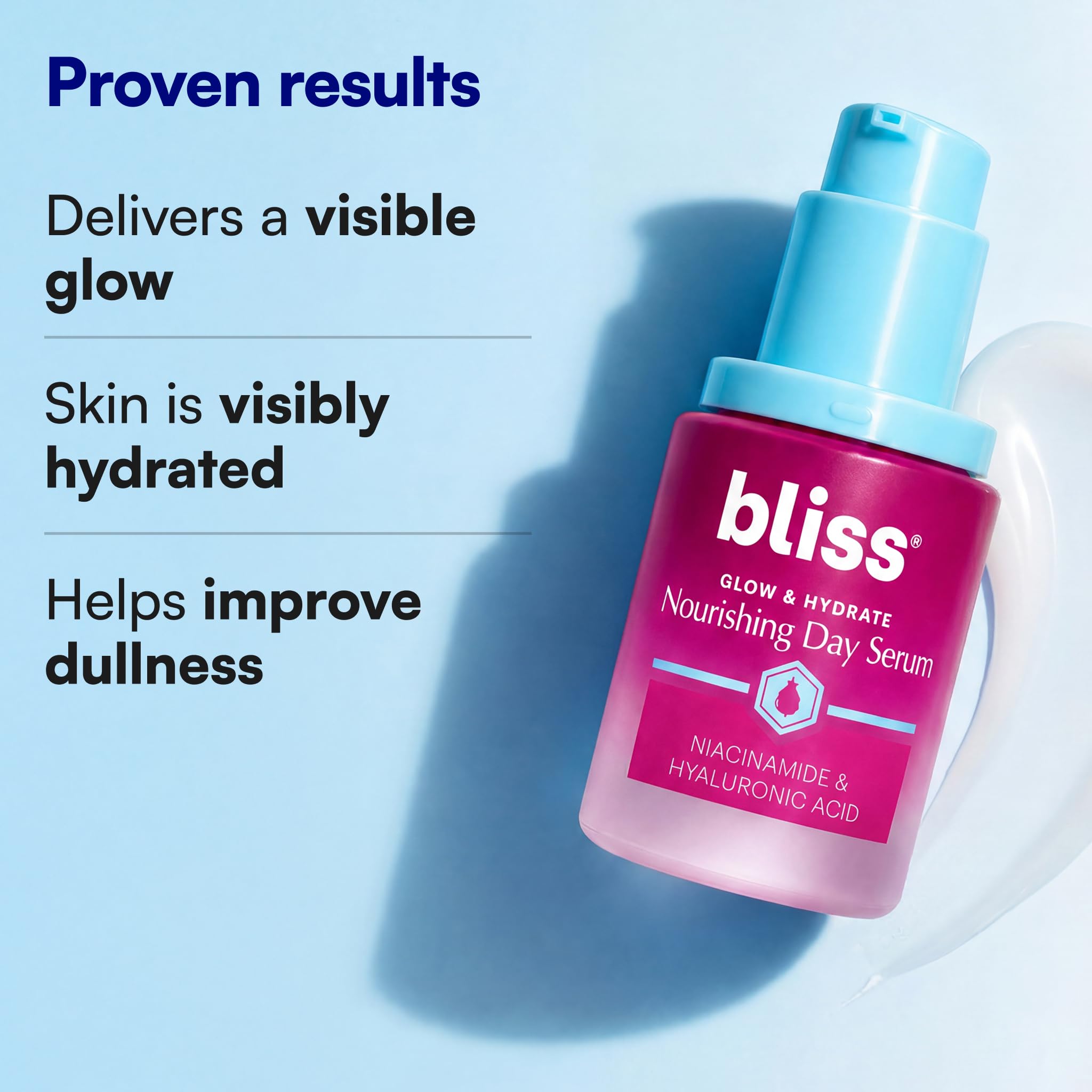 Bliss close-up of serum texture showing lightweight hydrating finish