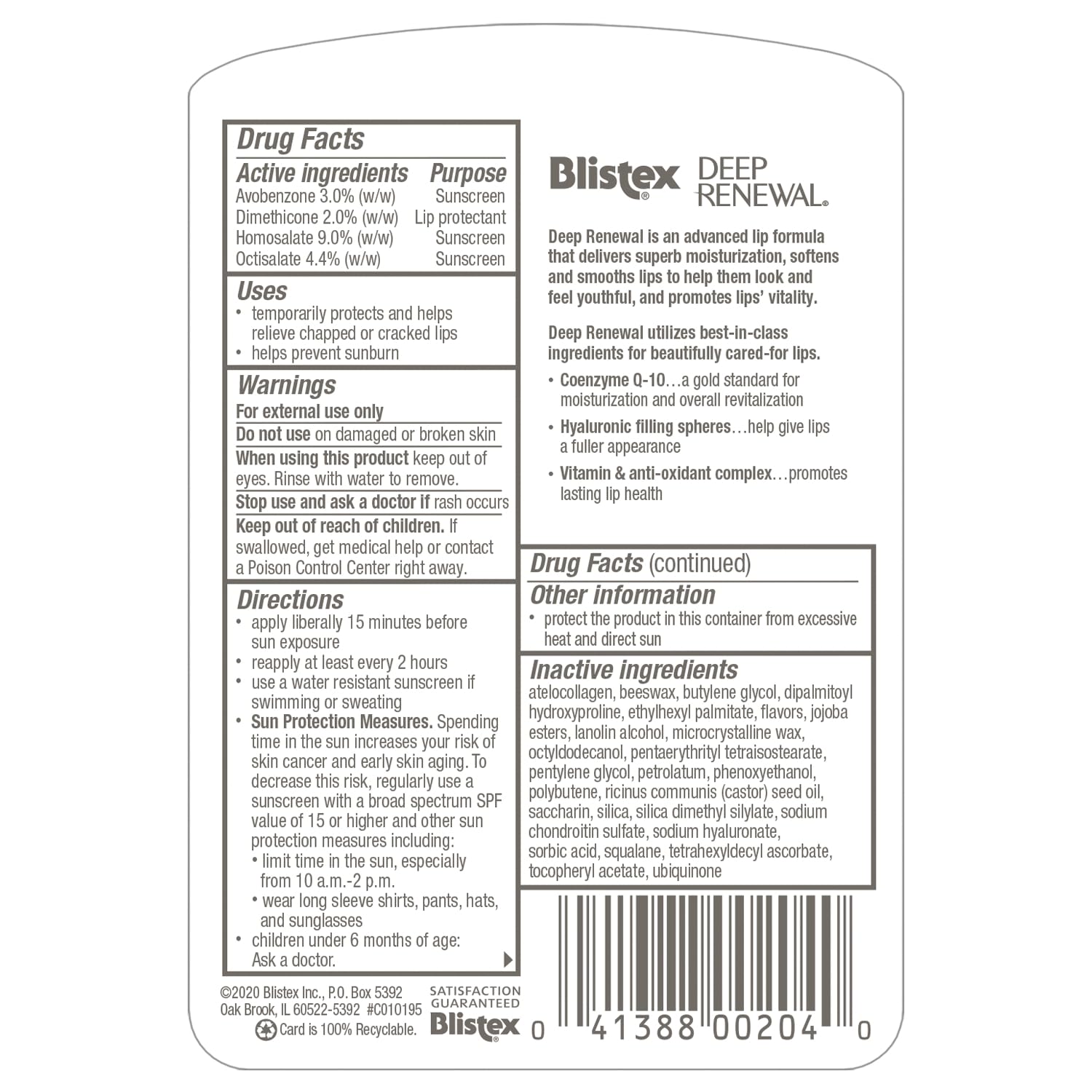 Blistex Deep Renewal texture close-up illustrating smooth hydration and plumping effect
