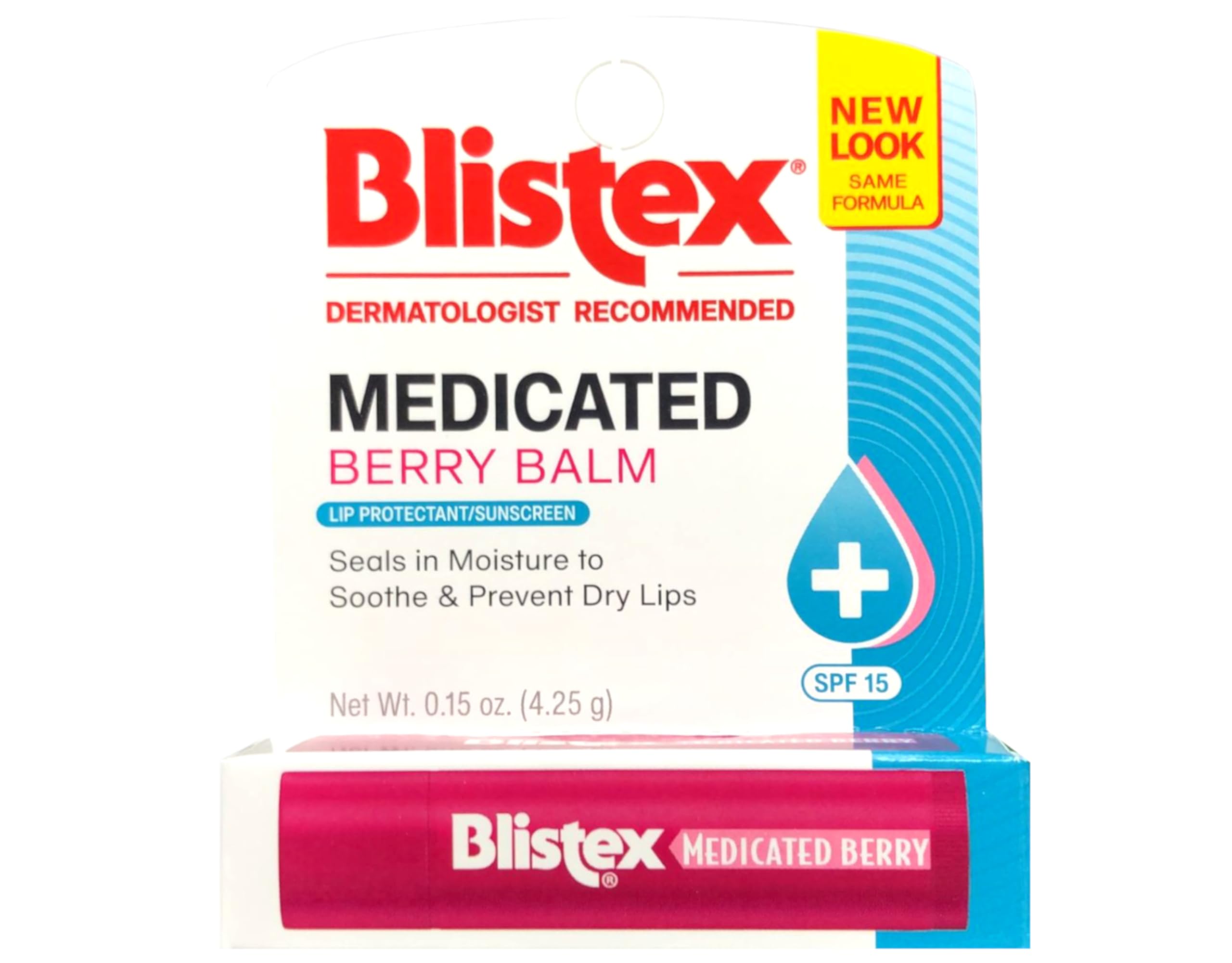 Blistex front tub showing berry label and clear benefit of soothing lips