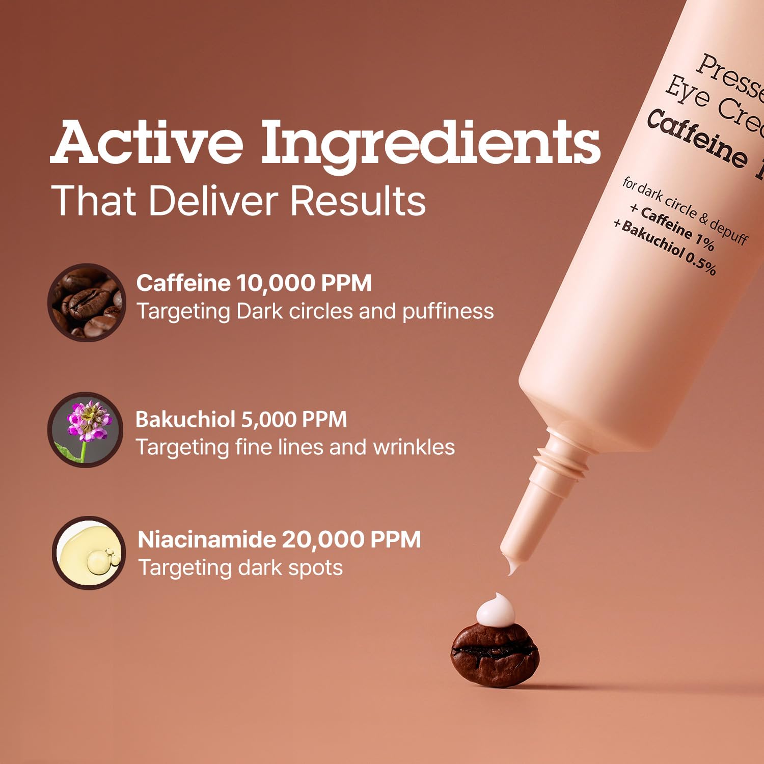 BLITHE caffeine ingredient drop highlighting natural caffeine for de-puffing benefits