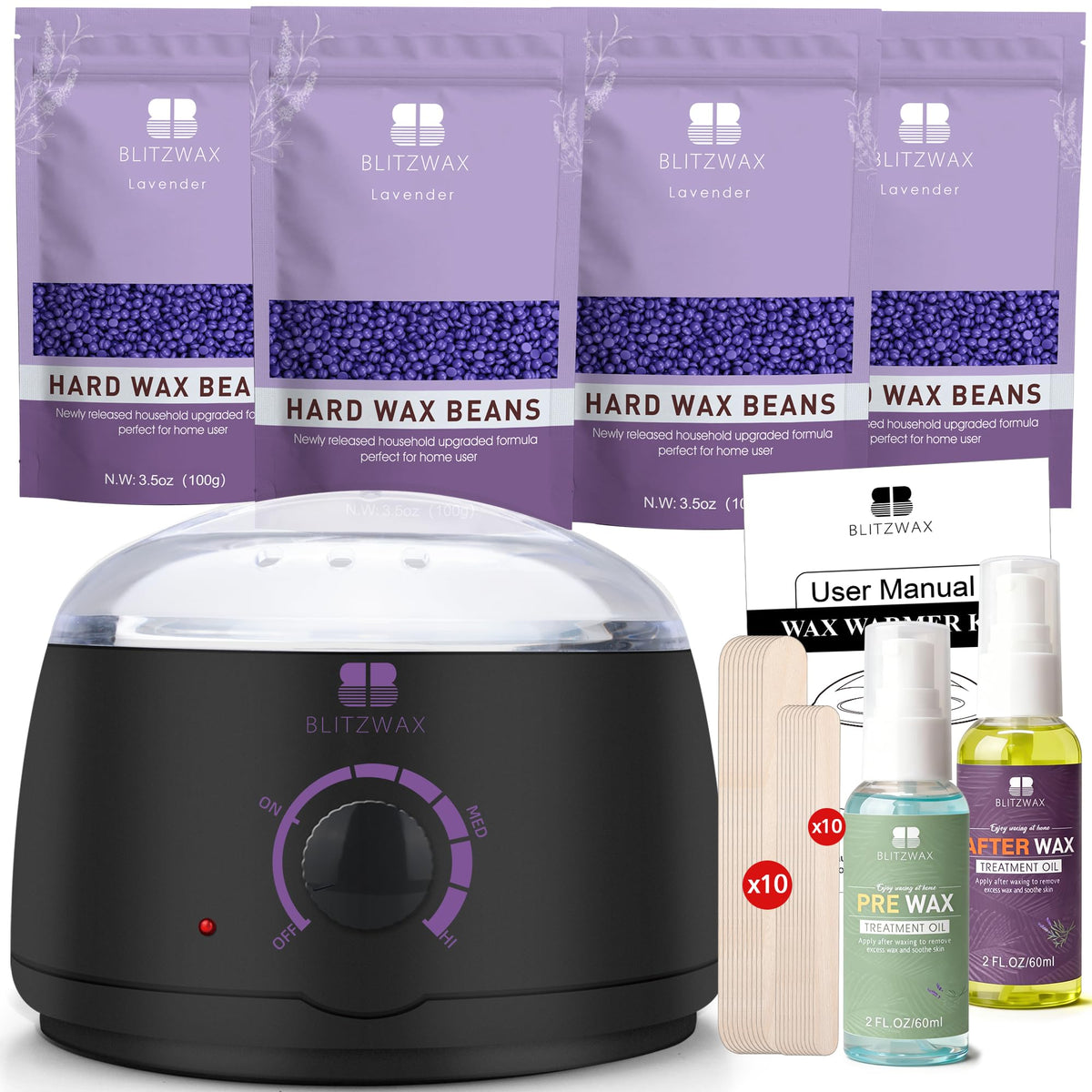 BLITZWAX front packaging showing compact kit and benefits