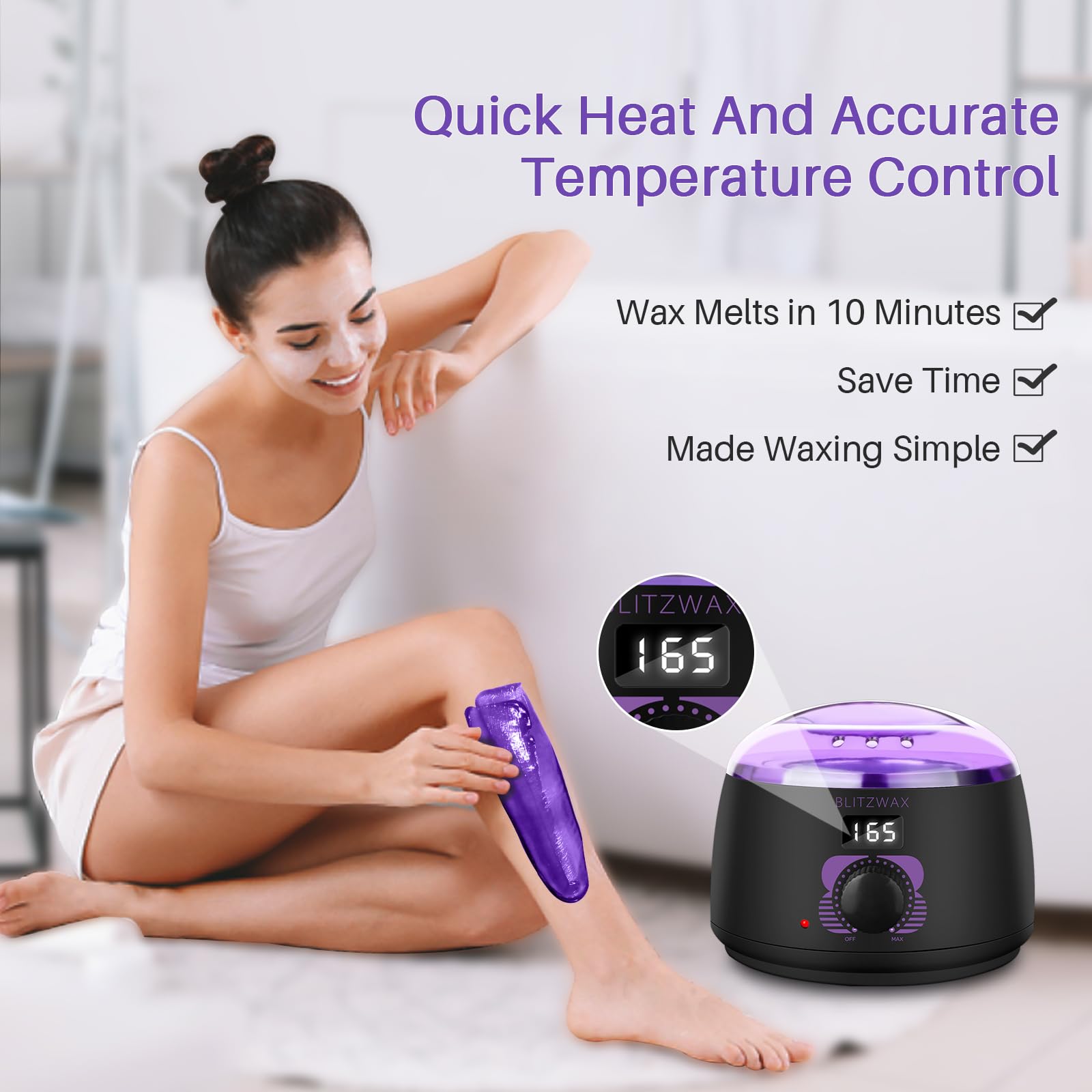 BLITZWAX wax warmer LED display demonstrating precise control