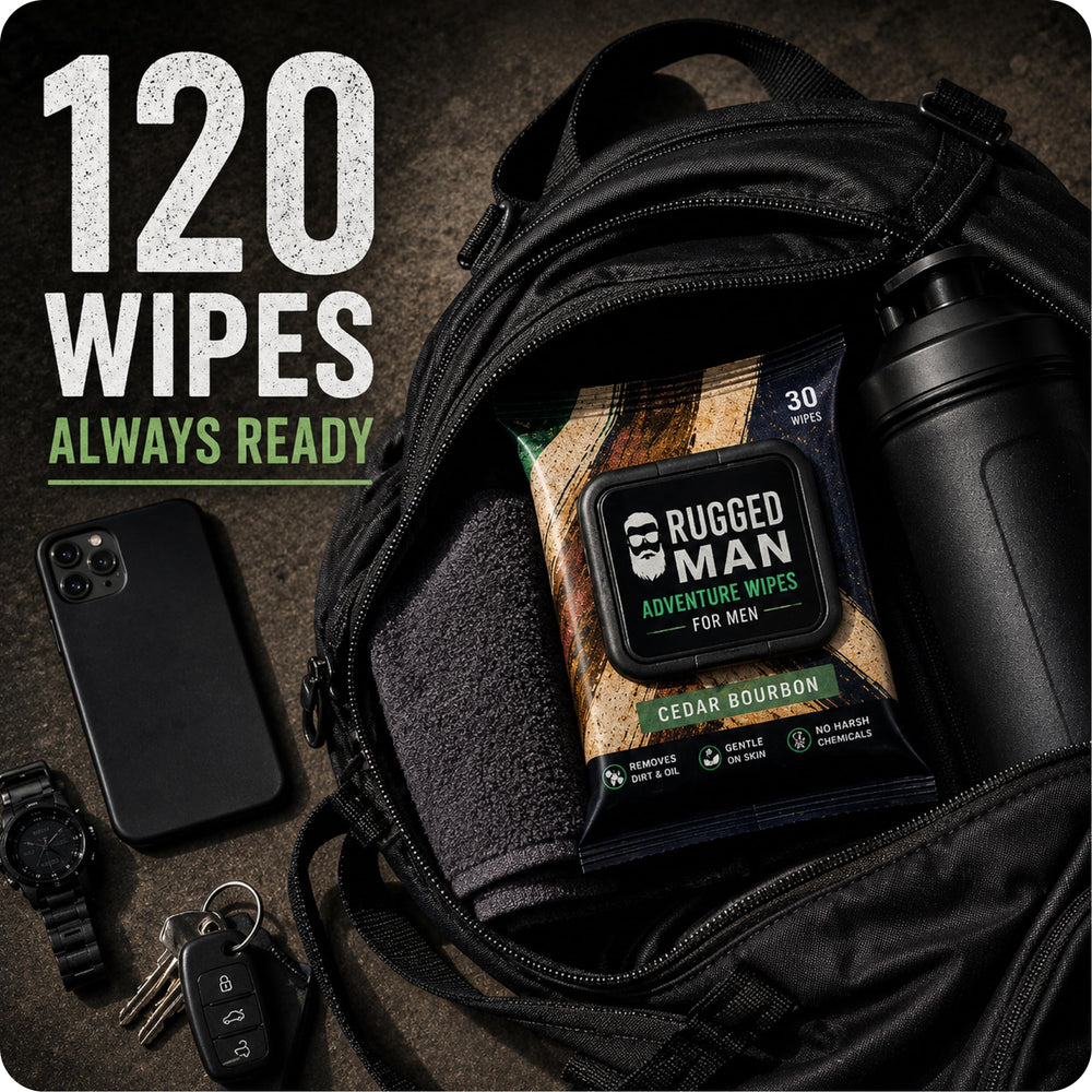 BLKSMITH wipes tucked into travel pocket showing on-the-go grooming convenience