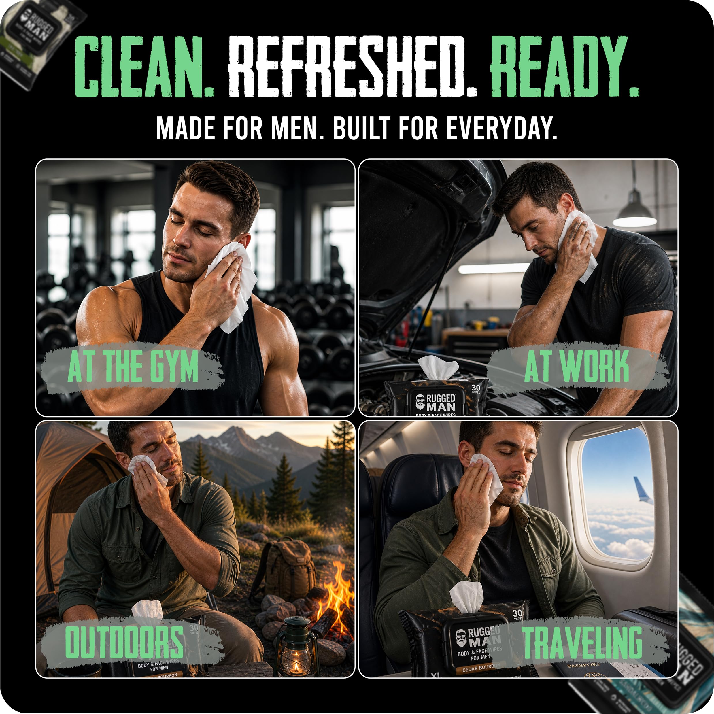 BLKSMITH wipe in hand removing sweat for quick post-workout freshness