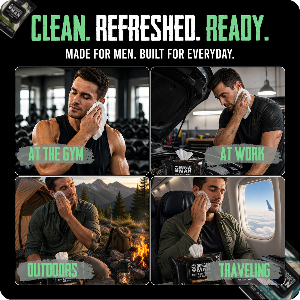 BLKSMITH wipe in hand removing sweat for quick post-workout freshness