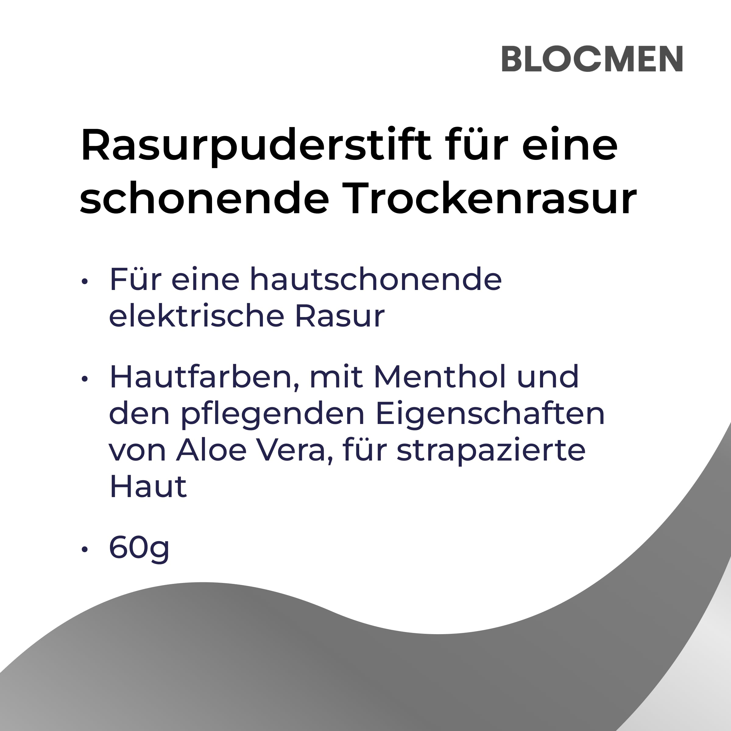 BLOCMEN application on jawline demonstrating reduced friction benefit