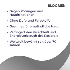 Blocmen application on face showing targeted pre-shave protection benefit