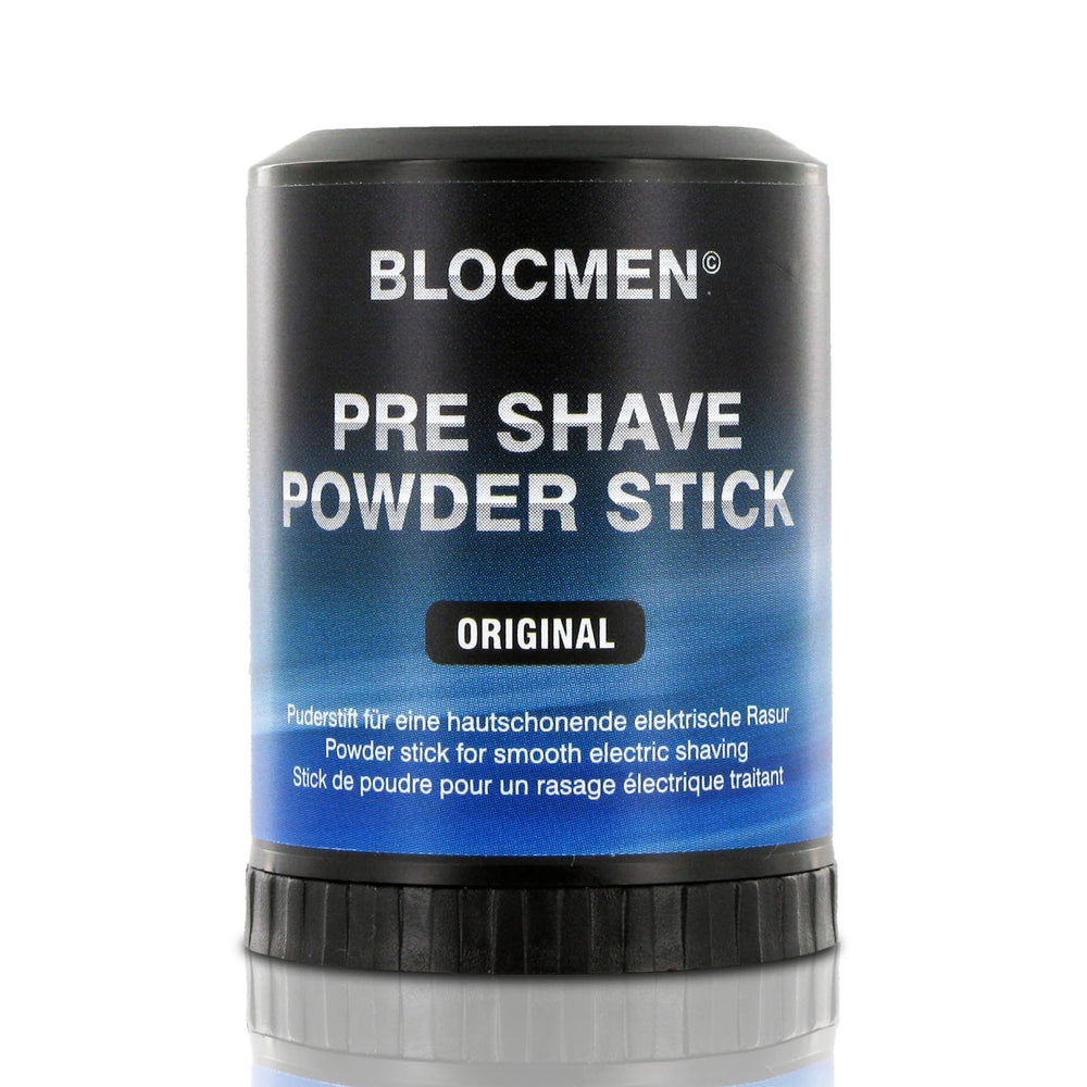 Blocmen pre shave stick front packaging shows compact 60 g design and portability