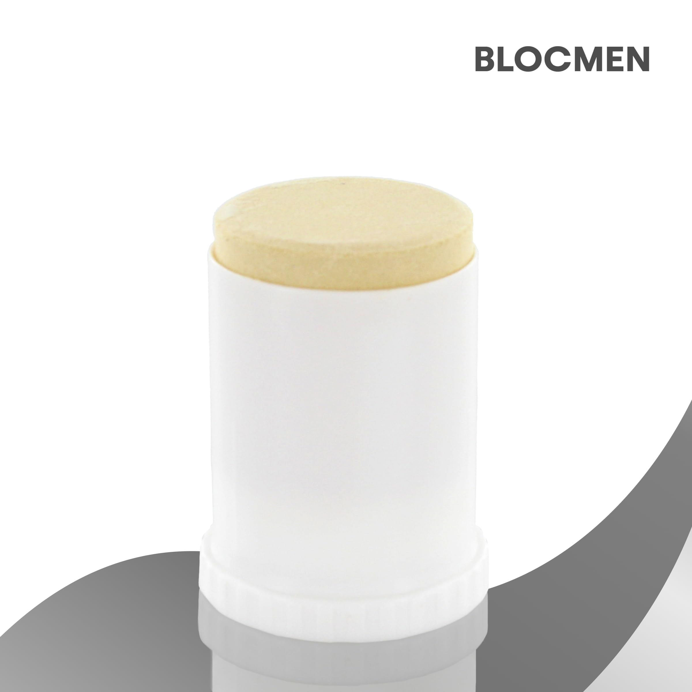 BLOCMEN stick open revealing powder texture for smoother razor glide