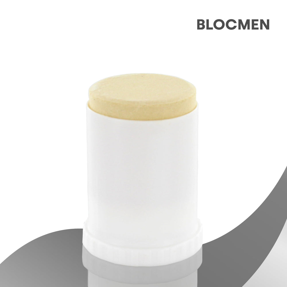 BLOCMEN stick open revealing powder texture for smoother razor glide