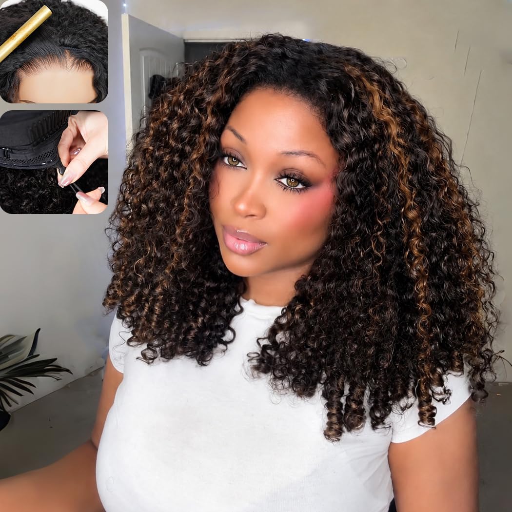 Blomas front view ombre half wig showing natural blend and instant volume